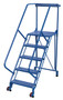 Vestil Steel Tip-N-Roll Ladder - 50 Degree 5 Straddle Grip Strut 24 In. Step Width 50 Degree 350 lb - Blue