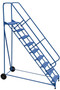 Vestil Steel Roll-A-Fold Ladder - 50 Degree 9 Perforated 23-9/16 In. Step Width 350 lb - Blue