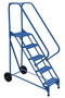 Vestil Steel Roll-A-Fold Ladder - 50 Degree 5 Grip Strut 16-13/16 In. Step Width 350 lb - Blue