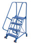 Vestil Steel Tip N Roll Ladder - 58 Degree 4 Grip Strut 24 In. Step Width 350 lb - Blue