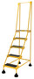 Vestil Steel Commercial Spring Loaded Ladder - 5 Steps 16 In. Wide 58 Degree with Anti-Slip Rubber Mats 300 lb - Yellow
