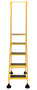 Vestil Steel Commercial Spring Loaded Ladder - 5 Steps 16 In. Wide 58 Degree with Anti-Slip Rubber Mats 300 lb - Yellow