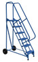 Vestil Steel Roll-A-Fold Ladder - 58 Degree 6 Grip Strut 16-13/16 In. Step Width 350 lb - Blue