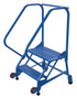 Vestil Steel Tip N Roll Ladder - 50 Degree 2 Grip Strut 24 In. Step Width 350 lb - Blue