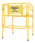 Vestil Steel Manhole Guard Rail with Aluminum Sign - 31 In. x 30 In. Caution Men Working Sign Message - Yellow