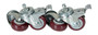 Vestil Polyurethane Pail Lid Closing Press Caster Kit - 3 In. x 1-1/4 In. - Red