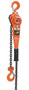Vestil Steel Professional Lever Hoist - 20 Ft. Lift Height 3,000 lb - Orange