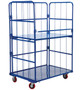 Vestil Steel Foldable/Nestable Roller Container - 2 Shelf 31-1/4 In. x 43-5/8 In. x 65-1/2 In. 1100 lb - Blue