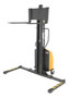 Vestil Steel Narrow Mast Stacker DC Powered - 63 In. Raised Height Adjustable Forks and Support Legs 1,000 lb - Yellow