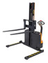 Vestil Steel Narrow Mast Stacker DC Powered - 62 In. Raised Height Adjustable Forks and Support Legs 2,200 lb Black / - Yellow