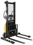 Vestil Steel/Plastic Hand Pump DC Powered Stacker with Adjustable Forks and Legs - 63 In. Raised Height 2,000 lb Black / - Yellow