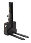 Vestil Steel Narrow Mast Stacker DC Powered - 62 In. Raised Height Fixed Fork 21 In. Fork Width 2,200 lb Black / - Yellow