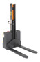 Vestil Steel Narrow Mast Stacker DC Powered - 62 In. Raised Height Fixed Fork 27 In. Fork Width 2,200 lb Black / - Yellow