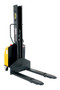 Vestil Steel Narrow Mast Stacker DC Powered - 63 In. Raised Height Fixed Forks 45-1/4 In. Fork Length 1,500 lb - Yellow