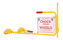 Vestil Steel Single Rail Chock with Flag Rail Chock - 30 In. Long Chain - Yellow