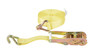 Vestil Polyester Ratcheting Cargo Strap with Rod Hook - 27 Ft. Working Length 3,325 lb Working Load - Yellow