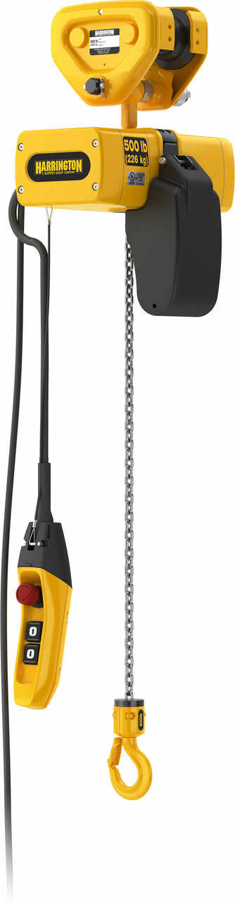 SEMP Electric Chain Hoist with Push Trolley 10' Lift-Capacity 500 Lbs SEMP003L Electric Chain Hoist with Push Trolley HARRINGTON SEMP Electric Chain Hoist with Push Trolley 10' Lift-Capacity 500 Lbs SEMP003L Electric Chain Hoist with Push Trolley HARRINGTON