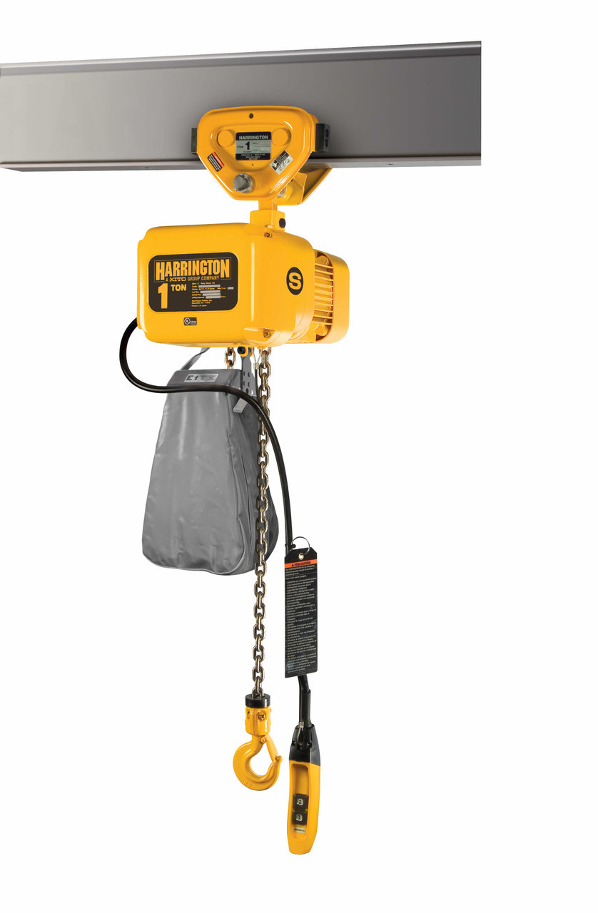 NERP Electric Chain Hoist with Push Trolley 15' Lift-Capacity 2 Tons NERP020C Electric Chain Hoist with Push Trolley HARRINGTON