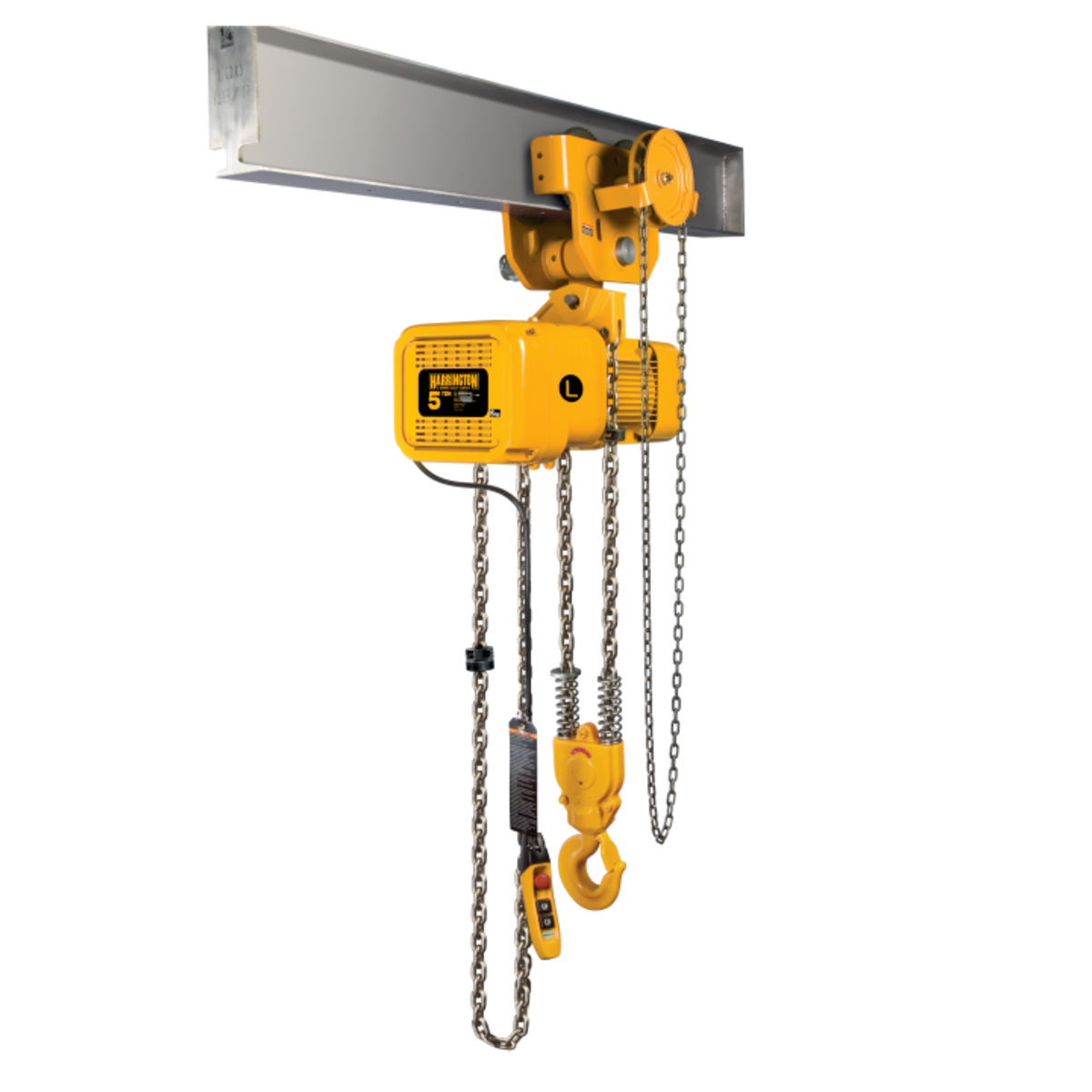 Harrington NERG Series Electric Chain Hoist with Geared Trolley - 3 Ton - 15 ft Lift