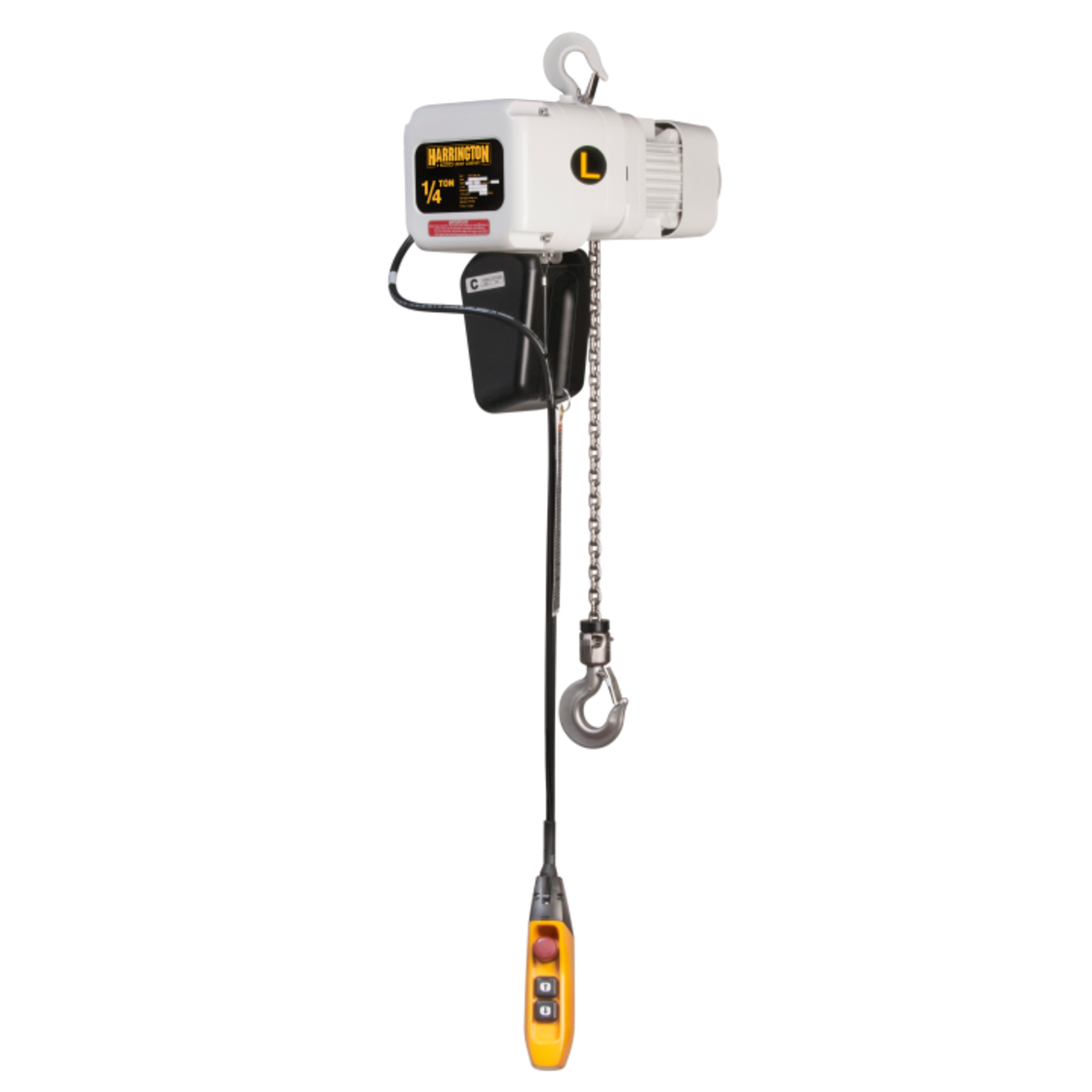 Harrington NER-FG Food Grade Hoist with Hook Suspension - 1 Ton - 10 ft Lift