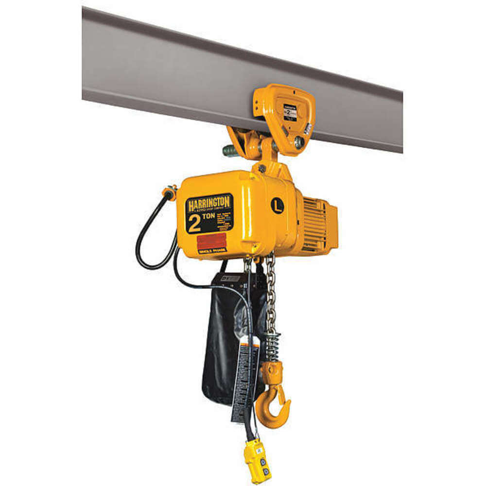 Harrington SNERP Series Single-Phase Hoist with Push Trolley - 1 Ton - 10 ft Lift
