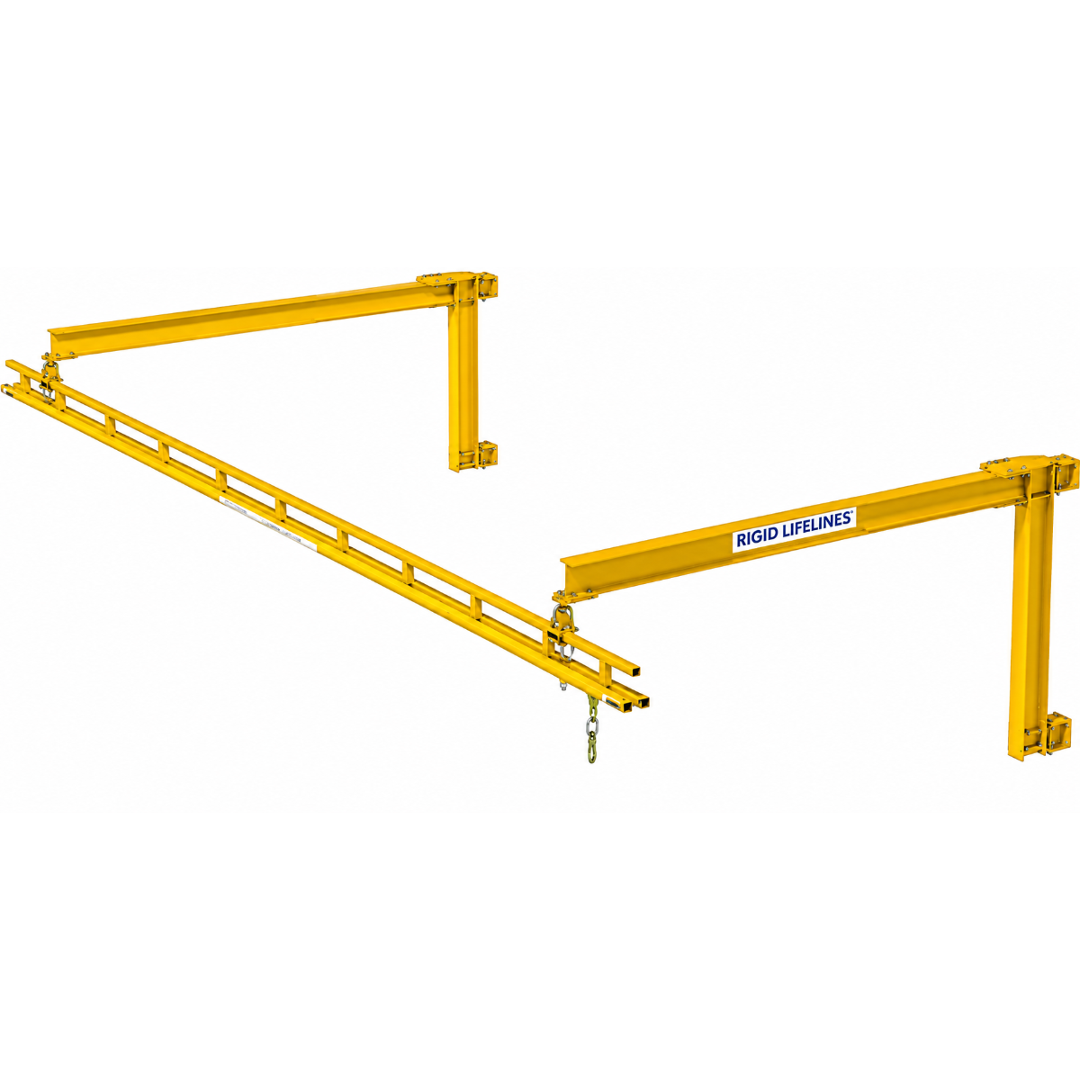 Rigid Lifelines Standard Fold-Away Anchor Track System, 2-User, 28 ft Track, 10 ft Arm Reach