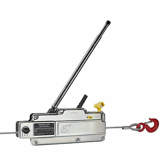 TRACTEL Manual Cable Hoist: Hook Mounted - No Trolley, 8,000 lb Lifting Capacity