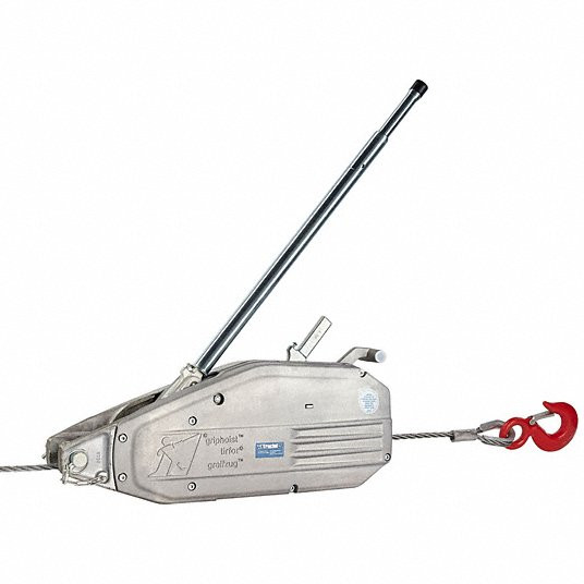 Tractel TU-32 Griphoist / Tirfor 4-Ton Wire Rope Hoist with 30' of Cable, Swivel Hook Optional. Tractel TU-32 Griphoist / Tirfor 4-Ton Wire Rope Hoist with 30' of Cable, Swivel Hook Optional.