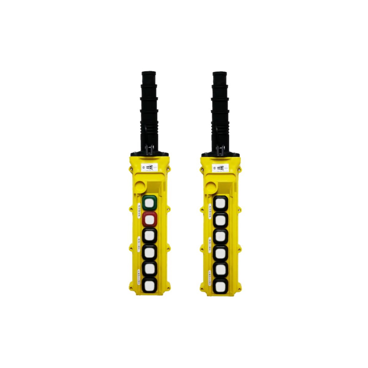 Duct-O-Wire L Series Pendant Push Button Station, 6-Button, Slim Profile, Two Speed, Momentary On/Off