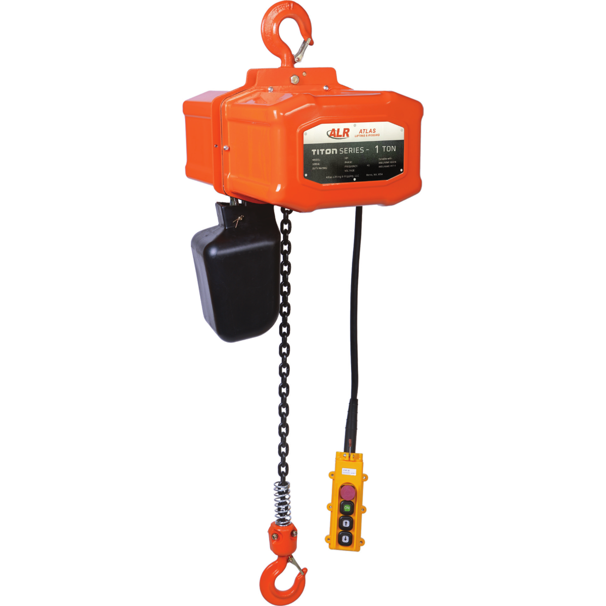 Atlas Lifting & Rigging Titon Electric Chain Hoist - .5 Ton - 1,100 lbs. 10' Chain - Single Phase