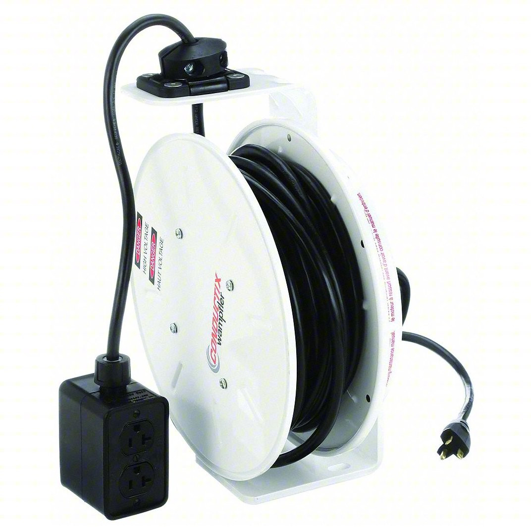 CONDUCTIX-WAMPFLER Extension Cord Reel: Grounding Plug, NEMA 5-20P, Quad GFCI Box Receptacl, White CONDUCTIX-WAMPFLER Extension Cord Reel: Grounding Plug, NEMA 5-20P, Quad GFCI Box Receptacl, White