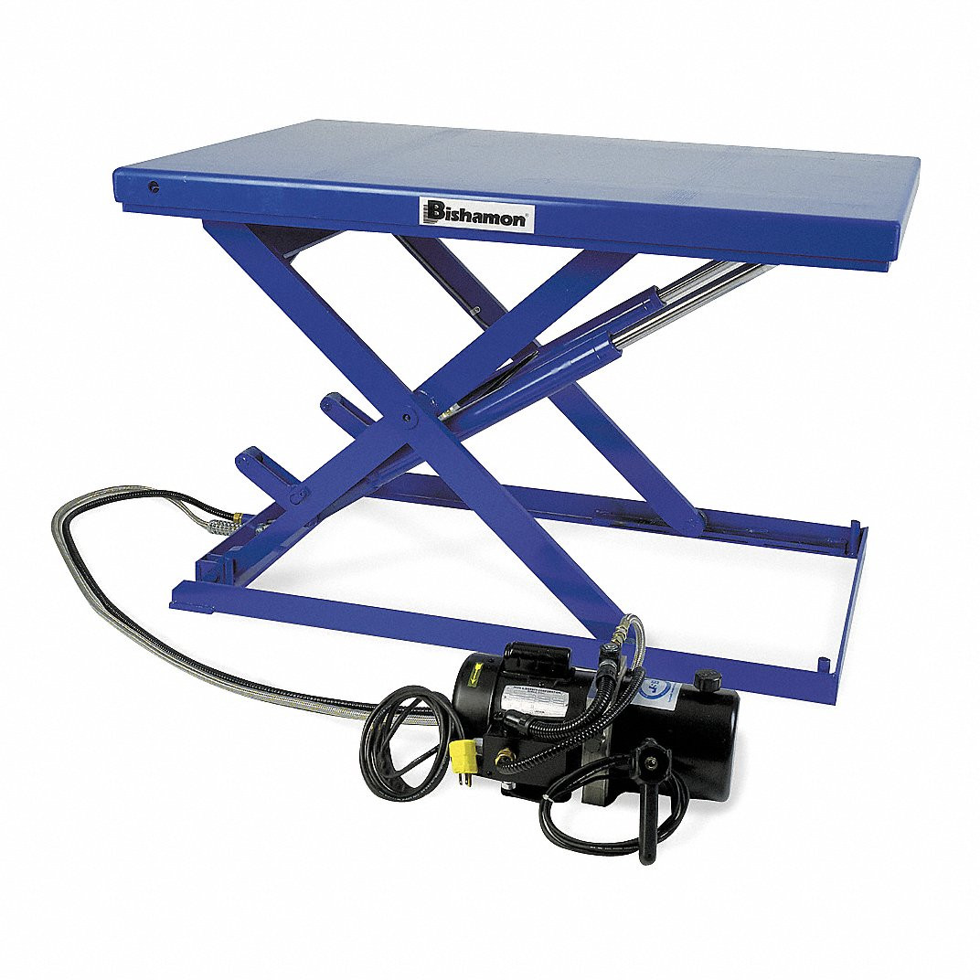 BISHAMON Scissor Lift Table: Electric, 1,100 lb Load Capacity BISHAMON Scissor Lift Table: Electric, 1,100 lb Load Capacity