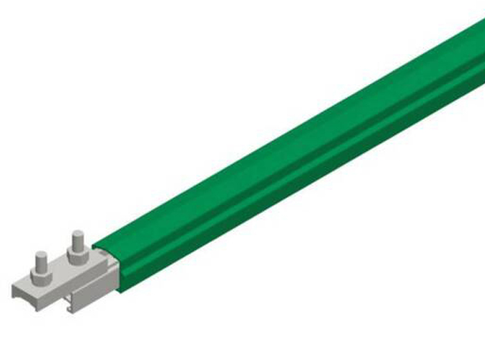 Conductix Safe-Lec 2 Conductor Bar 200 A AL/SS, Green PVC Cover, w/ Splice Joint, 4.5M