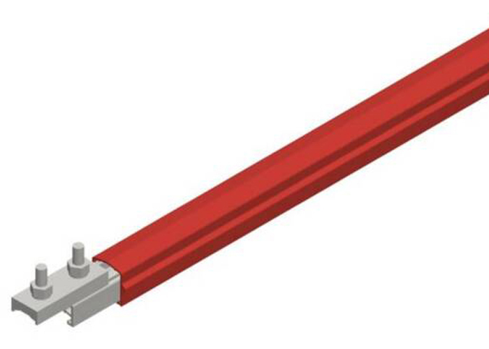 Safe-Lec 2 Conductor Bar 200A AL/SS, Red Medium Heat Polycarbonate Cover, w/ Splice Joint, 4.5M Conductix XA-310603-J