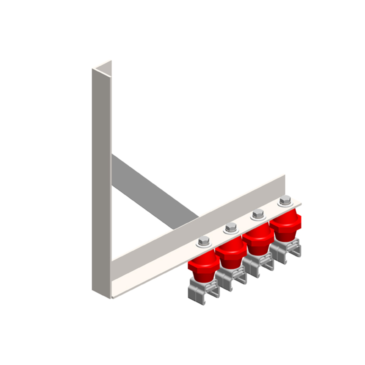 Conductix Hevi-Bar II, Bracket, Web, Braced, w/4 Polycarbonate Hangers, w/Insulators (for 700-1500 A Bar)