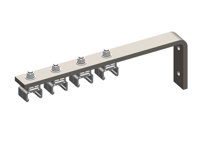 Conductix Hevi-Bar II, Bracket, Web, Hot Dip Galv, 19.25" L, w/4 Stainless Steel Cross-bolt Hangers (for 700-1500 A Bar)