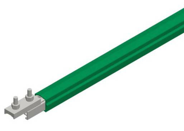Conductix Safe-Lec 2 Conductor Bar 315 A AL/SS, Green PVC Cover, w/ Splice Joint, 4.5M
