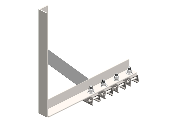 Conductix Hevi-Bar II, Bracket, Web, Braced, w/4 Stainless Steel Cross-bolt Hangers (for 700-1500 A Bar)