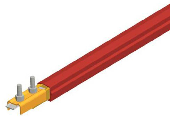 Safe-Lec 2 Conductor Bar 400A Copper, Red Medium Heat Polycarbonate Cover, w/ Splice Joint, 4.5M Conductix XA-310503-J