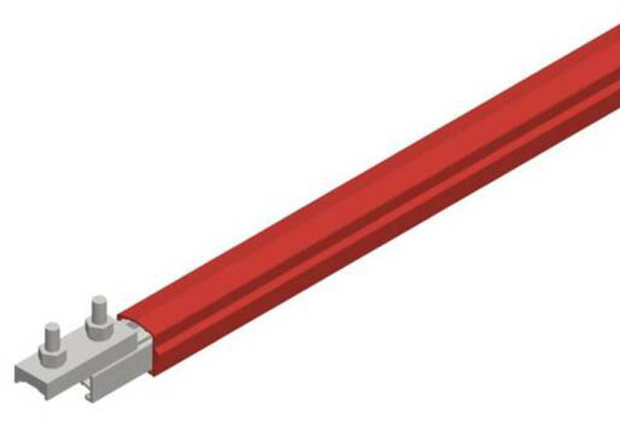 Conductix Safe-Lec 2 Conductor Bar 315 A AL/SS, Red Medium Heat Polycarbonate Cover, w/ Splice Joint, 4.5M