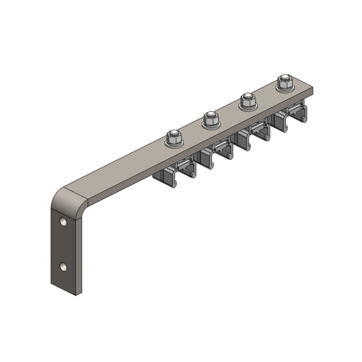 Conductix Hevi-Bar II, Bracket, Web, Plated, w/4 Standard Polycarbonate Hangers (for 700-1500 A Bar), 19.25 inch L