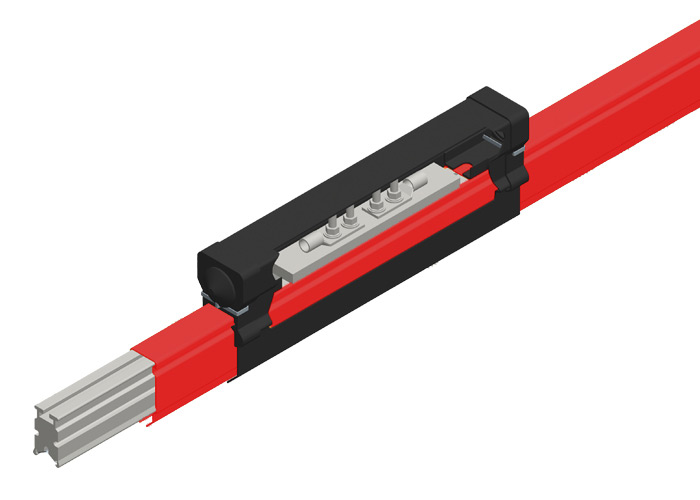 Conductix Hevi-Bar II, Power Feed, 1500 A, Red Med Heat Polycarbonate Cover