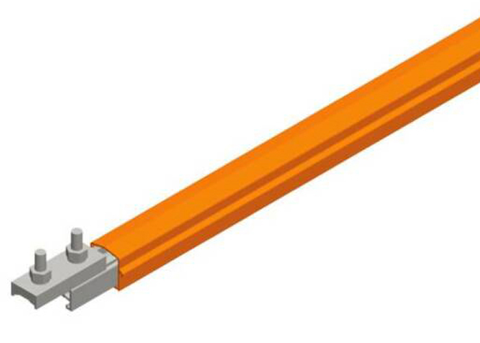 Conductix Safe-Lec 2 Conductor Bar 400 A AL/SS, Orange PVC Cover, w/ Splice Joint, 4.5M
