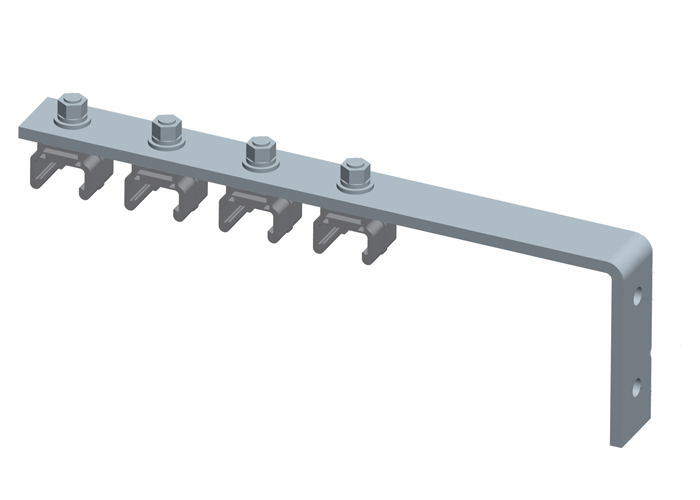 Conductix Hevi-Bar II, Bracket, Web, Plated, w/4 Polycarbonate Hangers (for 500 A Bar Only), 16.25 inch L