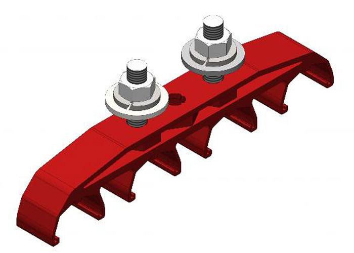 Conductix Safe-Lec 2 Hanger Clamp, 4-Pole, Lateral Mount, 2-Bolt, Med Heat, Red Polycarbonate