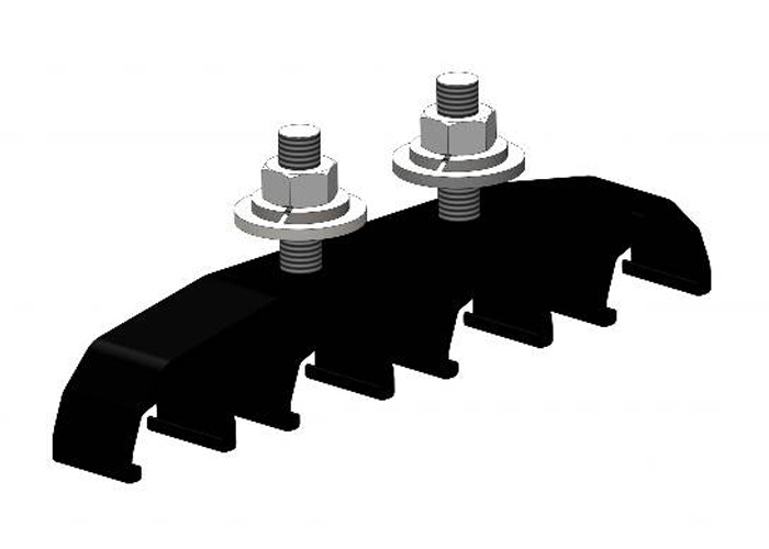 Conductix Safe-Lec 2 Hanger Clamp, 4-Pole, Lateral Mount, 2-Bolt, Std Heat, Black Acetyl