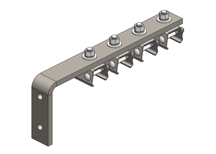 Hevi-Bar II, Bracket, Web, Plated, w/4 Stainless Steel Cross-bolt Hangers (for 700-1500A Bar), 16.25 inch L Conductix XA-32893C