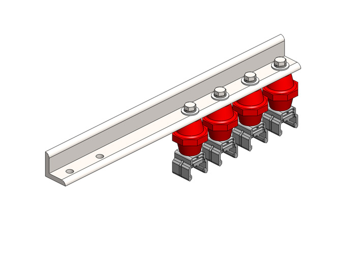 Conductix Hevi-Bar II, Bracket, Flange, w/4 Polycarbonate Hangers, w/Insulators (for 700-1500 A Bar)