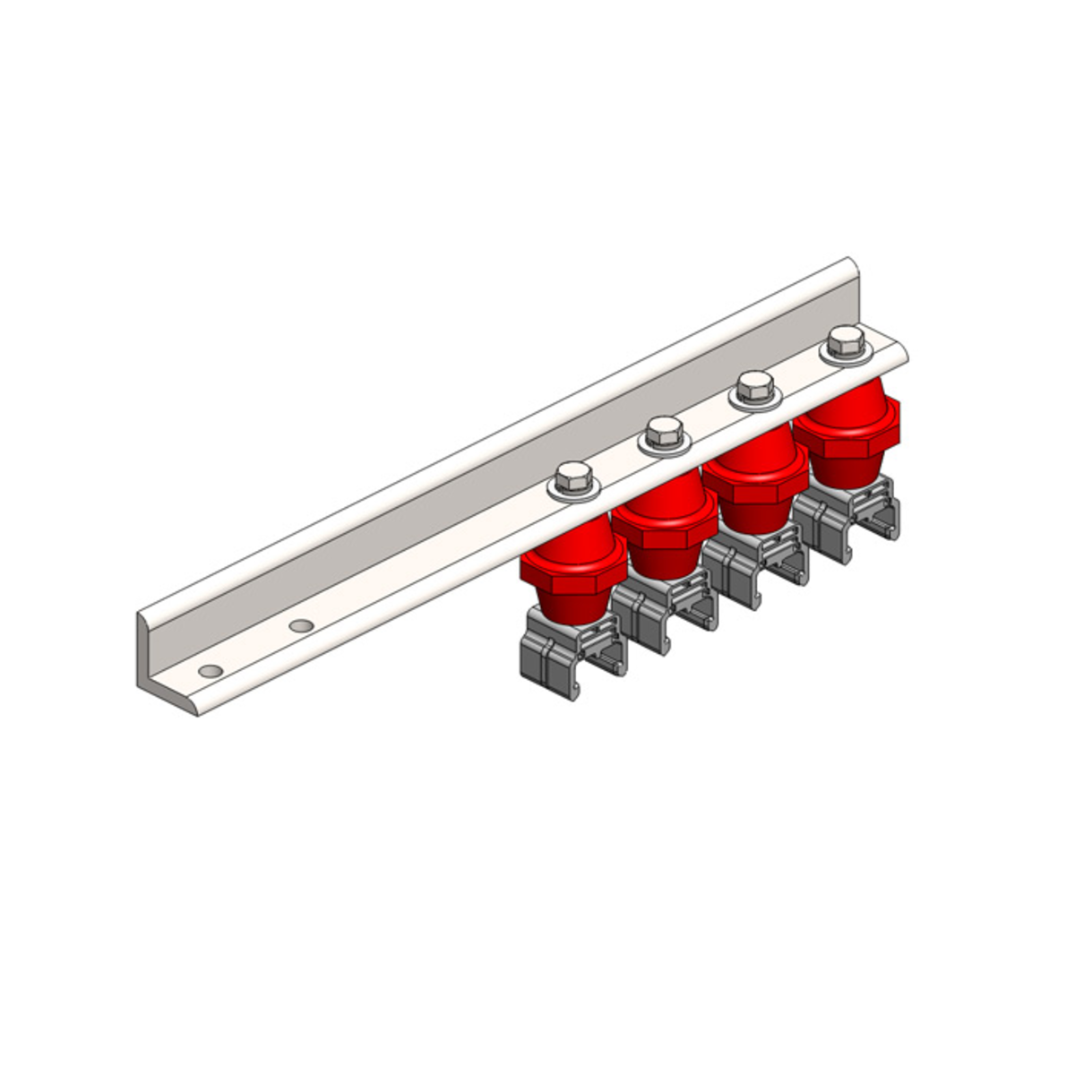 Conductix Hevi-Bar II, Bracket, Flange, w/4 Polycarbonate Hangers, w/Insulators (for 700-1500 A Bar)