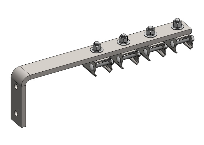 Hevi-Bar II, Bracket, Web, Stainless Steel, w/4 Stainless Steel Cross-bolt Hangers (for 500A Bar Only), 19.25 inch L Conductix XA-51786C